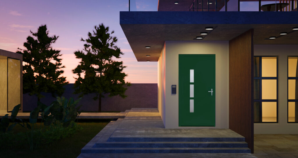 Porte d'entrée verte PM Elegance aluminium AMCC