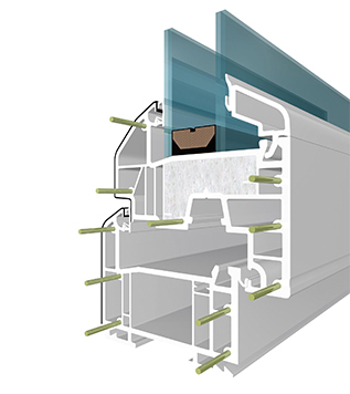Profilés moussé avec joncs en fibre de verre fenetre a80 excellence AMCC